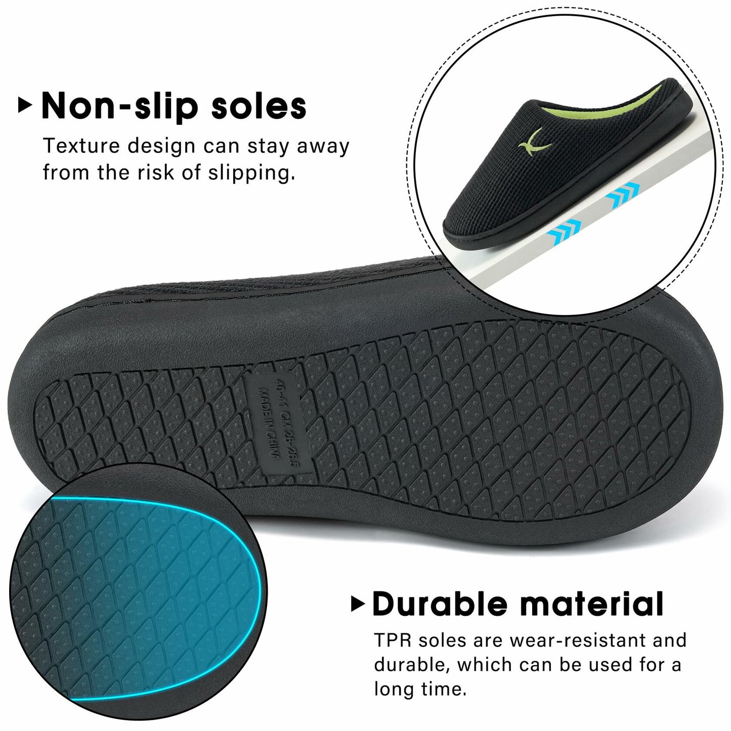 Reimferce Women Slippers Memory Foam Non Slip Indoor Outdoor Size 46/47