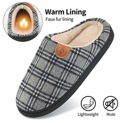 Ablanczoom Unisex Memory Foam House Slippers Grey-White Size 46/47