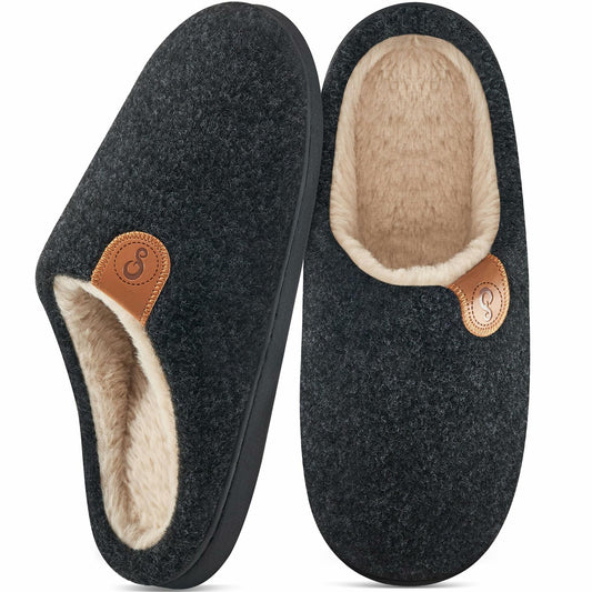 Ablanczoom Memory Foam Slippers Unisex Black Size 46/47