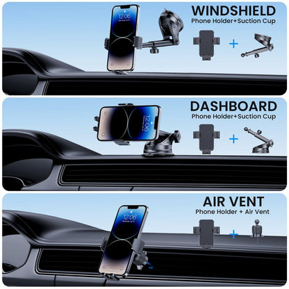 BIVGAZA Military-Grade Car Phone Holder Universal Thick Case Friendly Black