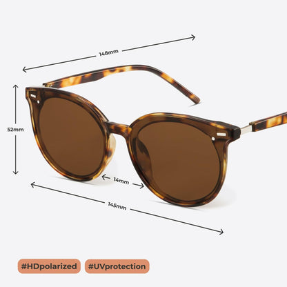 livho Polarized Retro Round Sunglasses Women Oversized Black