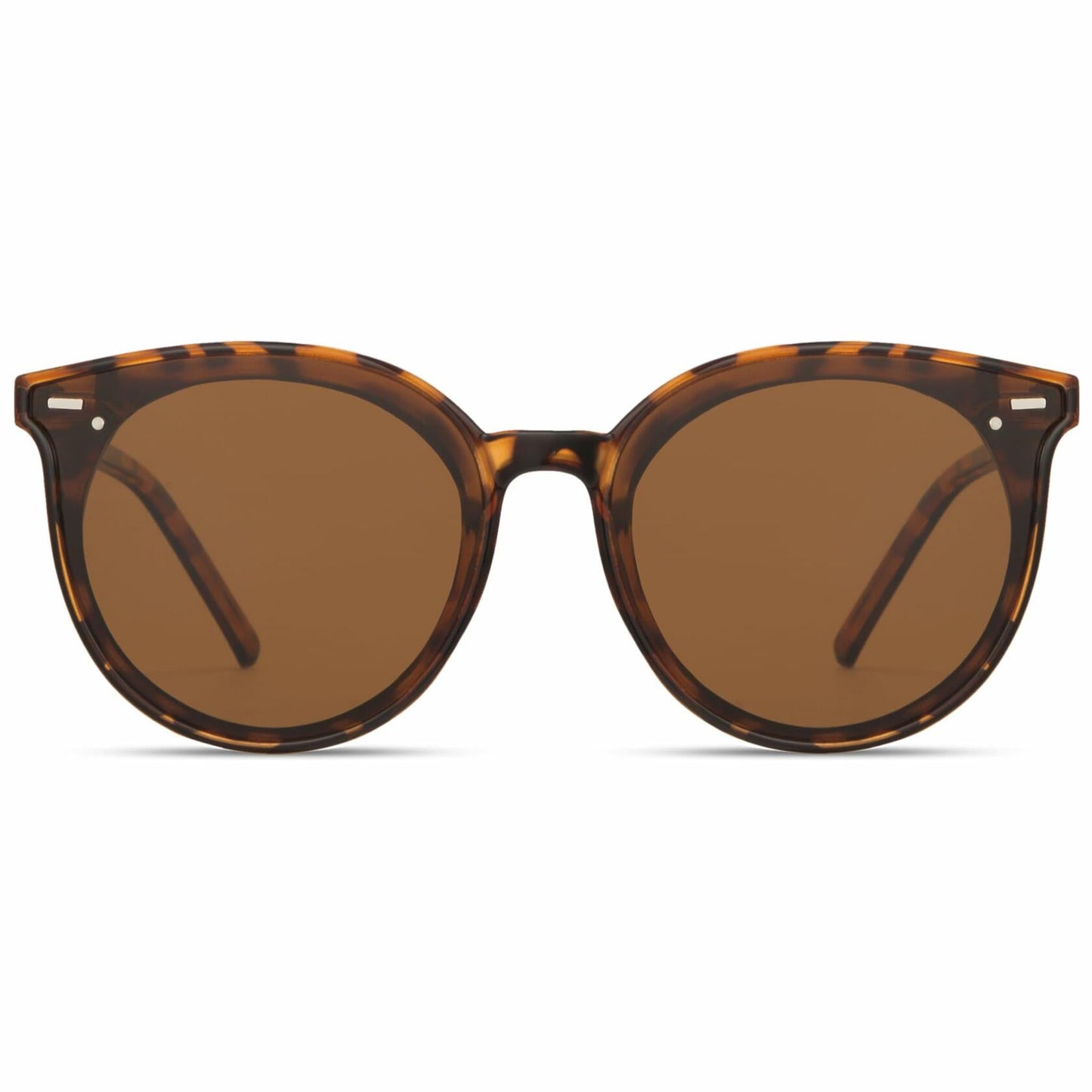 livho Polarized Retro Round Sunglasses Women Dark Tortoise/Brown Size Medium