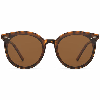 livho Polarized Retro Round Sunglasses Women Dark Tortoise/Brown Size Medium
