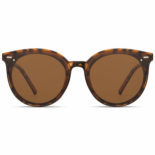 livho Polarized Retro Round Sunglasses Women Dark Tortoise/Brown Size Medium