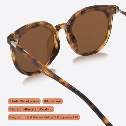 livho Polarized Retro Round Sunglasses Women Oversized Black