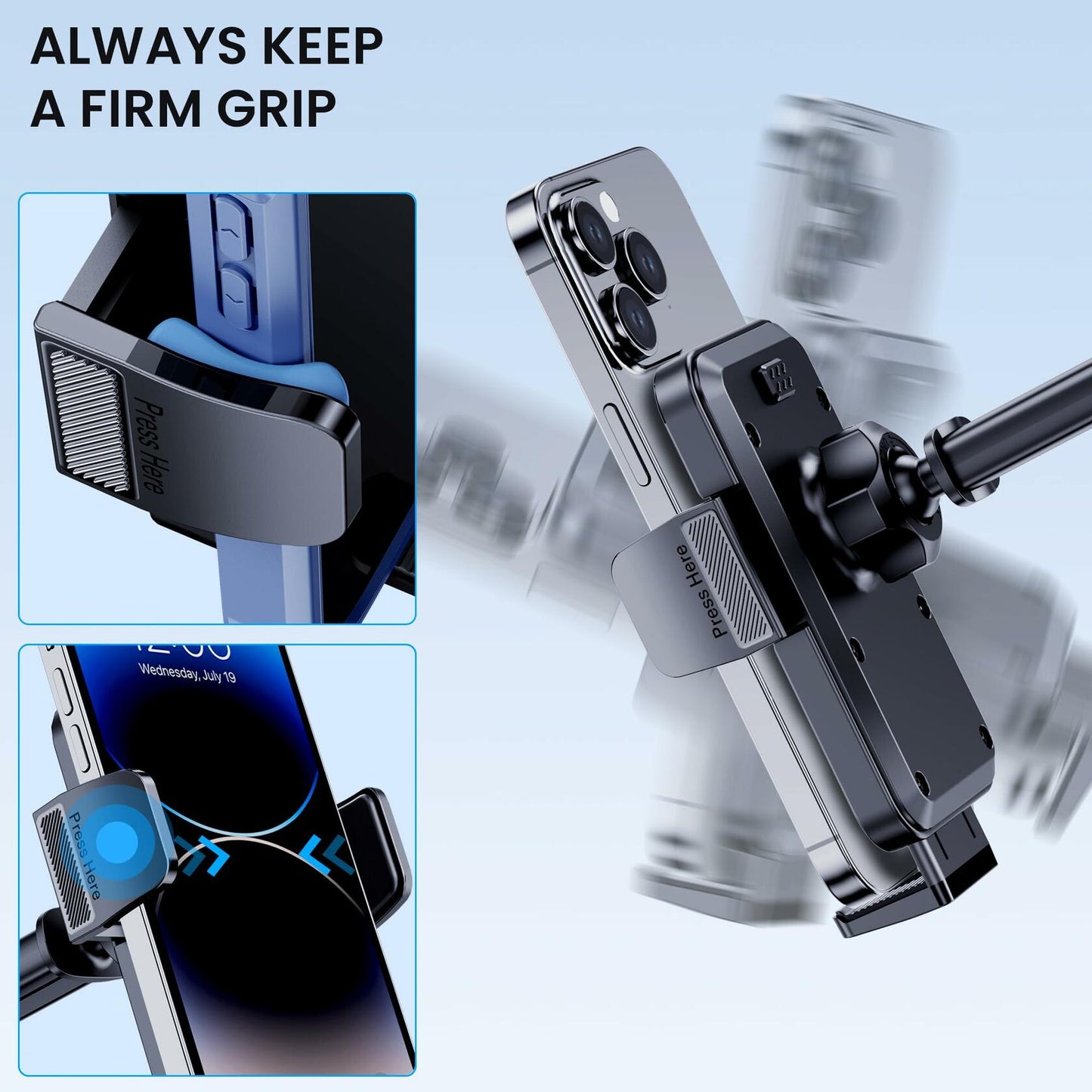 BIVGAZA Military-Grade Car Phone Holder Universal Thick Case Friendly Black