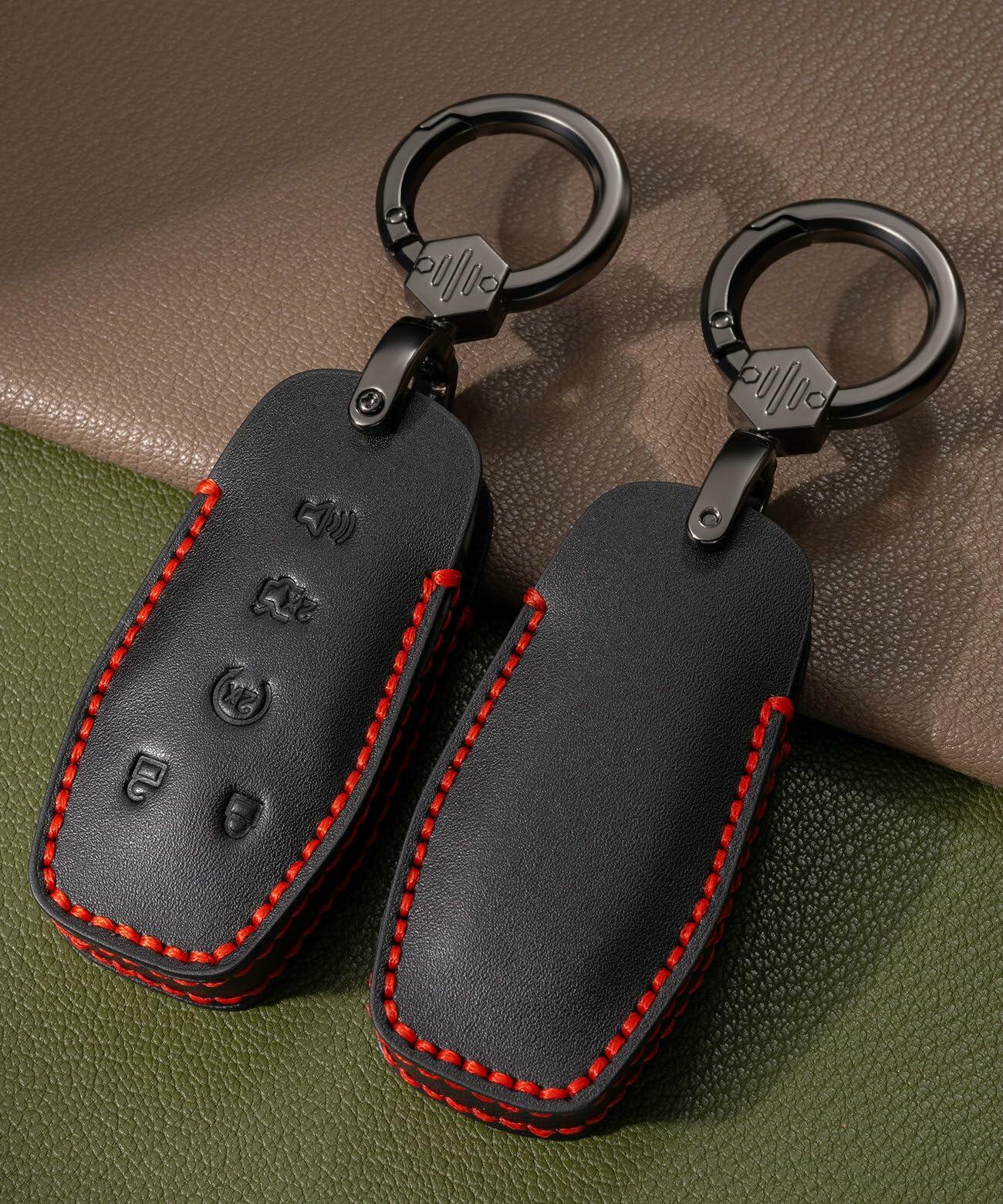 YONUFI Leather Key Fob Cover Remote Case Protector for Ford Explorer Escape