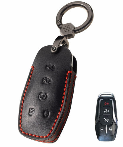 YONUFI Leather Key Fob Cover Remote Case Protector for Ford Explorer Escape