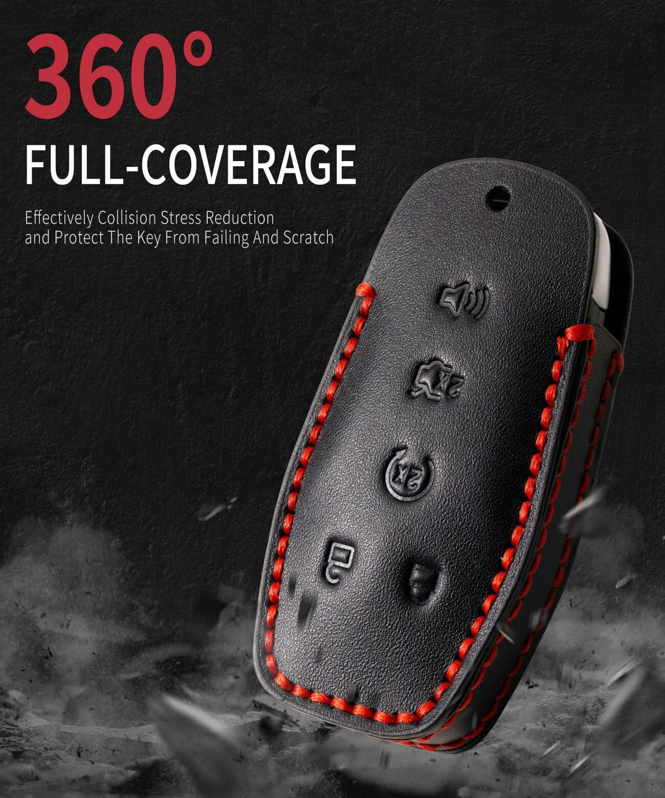 YONUFI Leather Key Fob Cover Remote Case Protector for Ford Explorer Escape