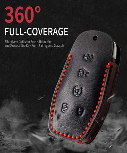 YONUFI Leather Key Fob Cover Remote Case Protector for Ford Explorer Escape