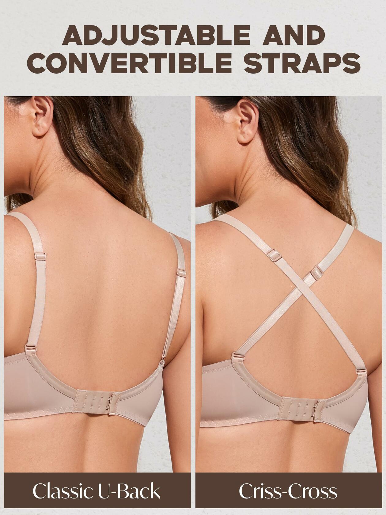 IHOIU Women's Lace Push Up Bra Padded Underwire Convertible Nude Size 32C