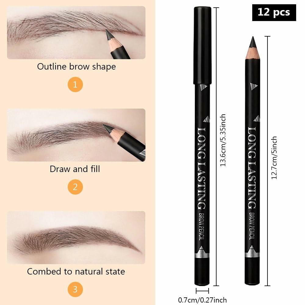 Magic Microblade Eyebrow Pen Waterproof Dark Grey 2Pcs 4-Tip Contouring Pencil
