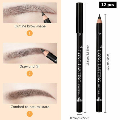 Magic Microblade Eyebrow Pen Waterproof Dark Grey 2Pcs 4-Tip Contouring Pencil