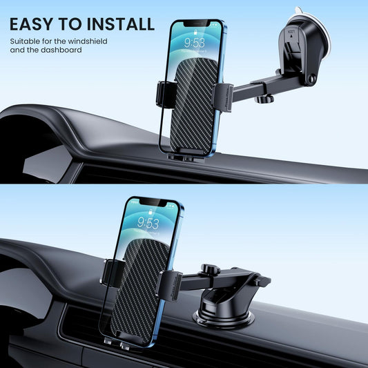 CINDRO Car Phone Holder Mount Military-Grade Suction Universal Black