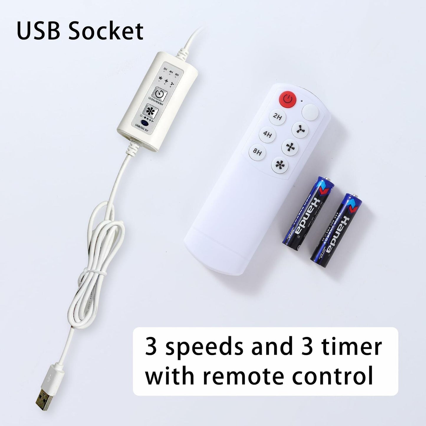 Mengnessly USB Clip-On Fan 9" Remote 3 Speed Timer Adjustable Tilt