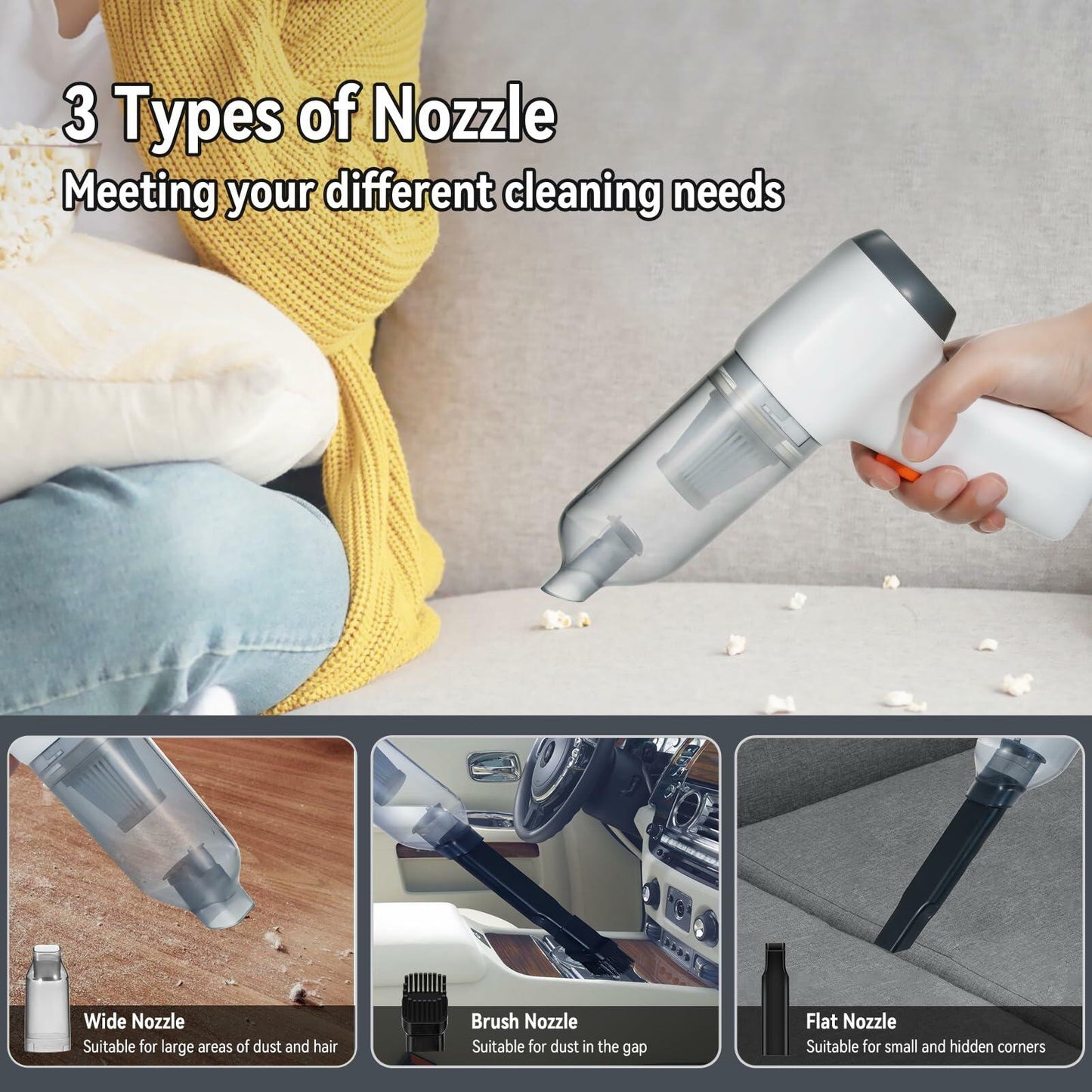 Aumotop Handheld Mini Vacuum Cleaner 8000PA Cordless Portable Black