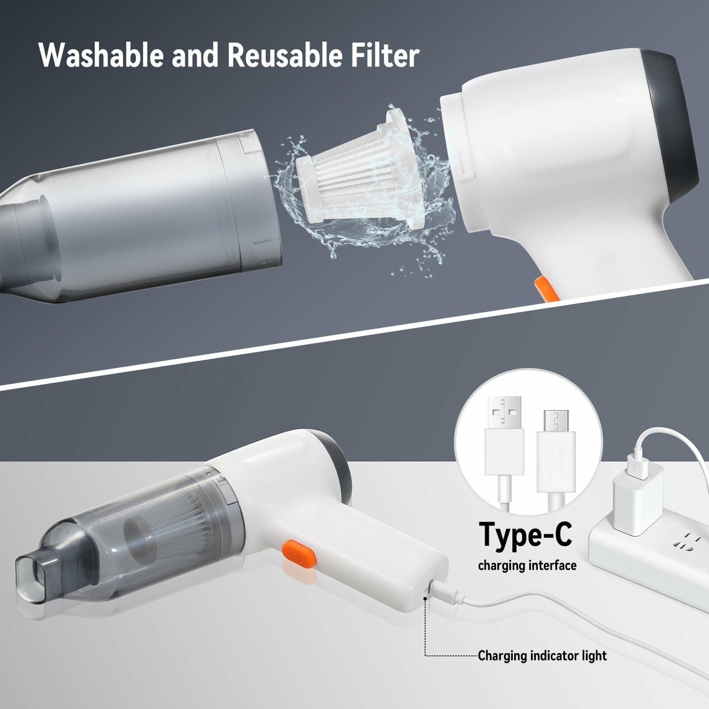 Aumotop Handheld Mini Vacuum Cleaner 8000PA Cordless Portable Black