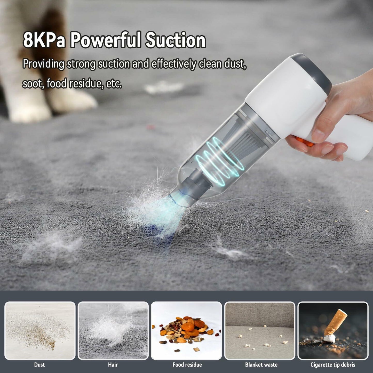 Aumotop Handheld Mini Vacuum Cleaner 8000PA Cordless Portable Black