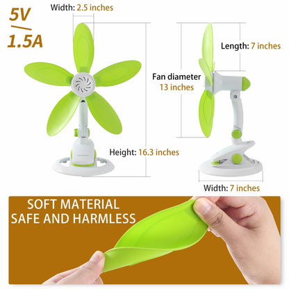 Mengnessly USB Clip-On Fan 9" Remote 3 Speed Timer Adjustable Tilt