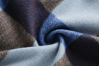 Women's Faux Cashmere Plaid Scarf Blue Ultra-Soft Winter Wrap