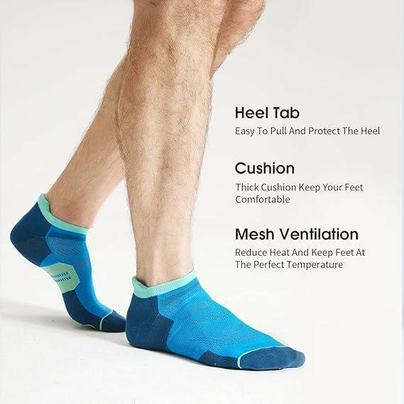 NTCARE Men's Ankle Running Socks Cushioned Low Cut White 6 Pack Size M