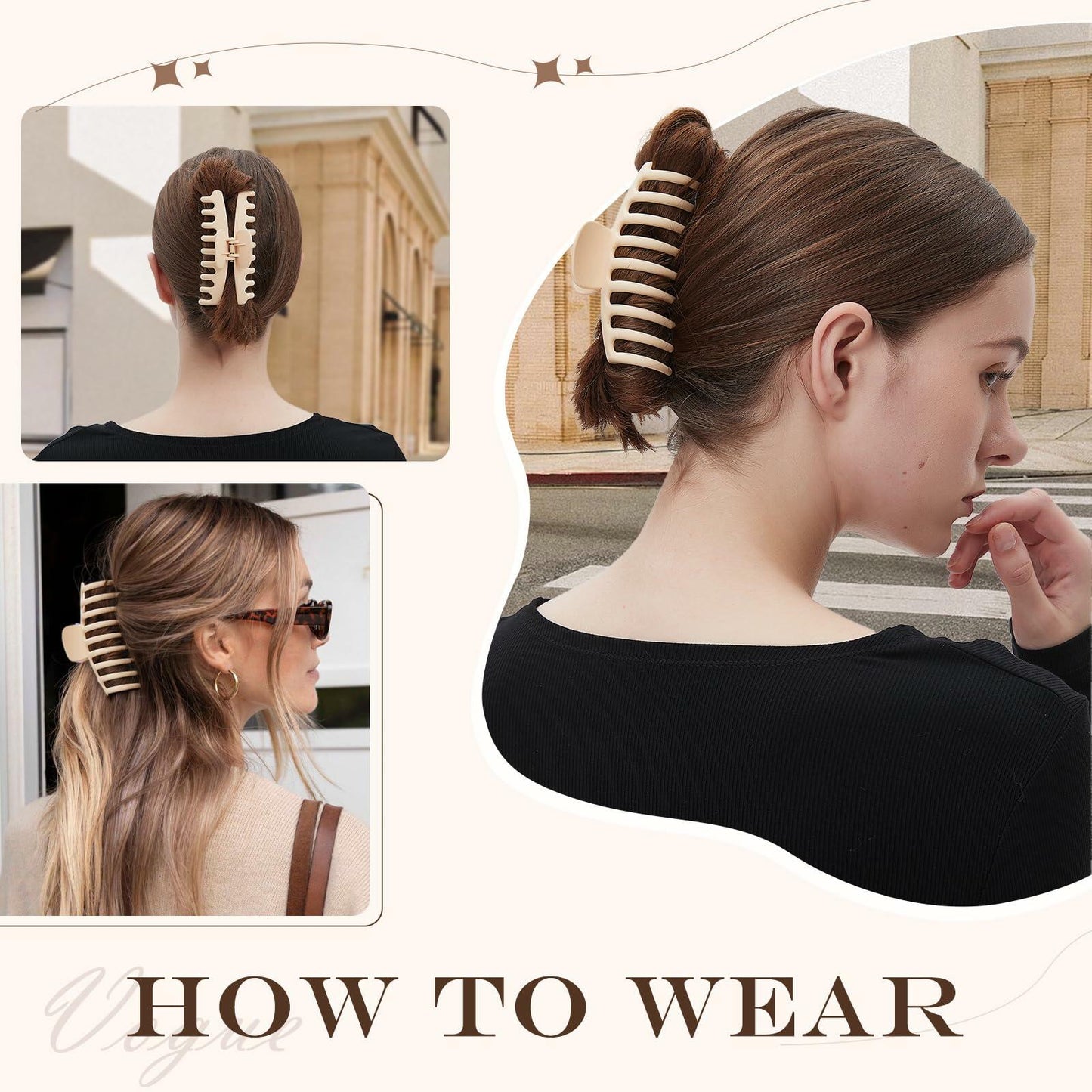 Hair Accessories Matte Non-Slip Large Claw Hair Clips for Thick Hair 4 Pack