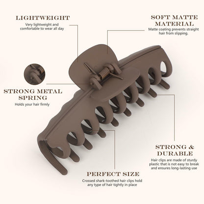 Hair Accessories Matte Non-Slip Large Claw Hair Clips for Thick Hair 4 Pack