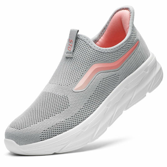 STQ Women’s Slip On Sneakers Orthopedic Comfort Size 8 Light Gray Pink