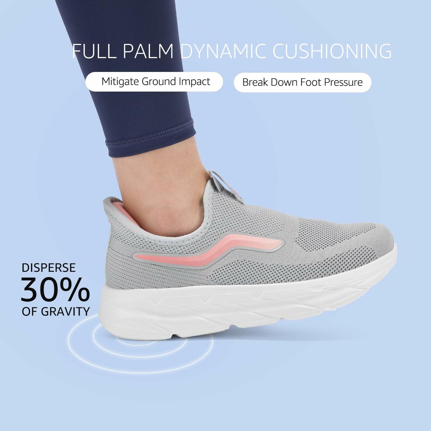 STQ Women’s Slip On Sneakers Orthopedic Comfort Size 8 Light Gray Pink