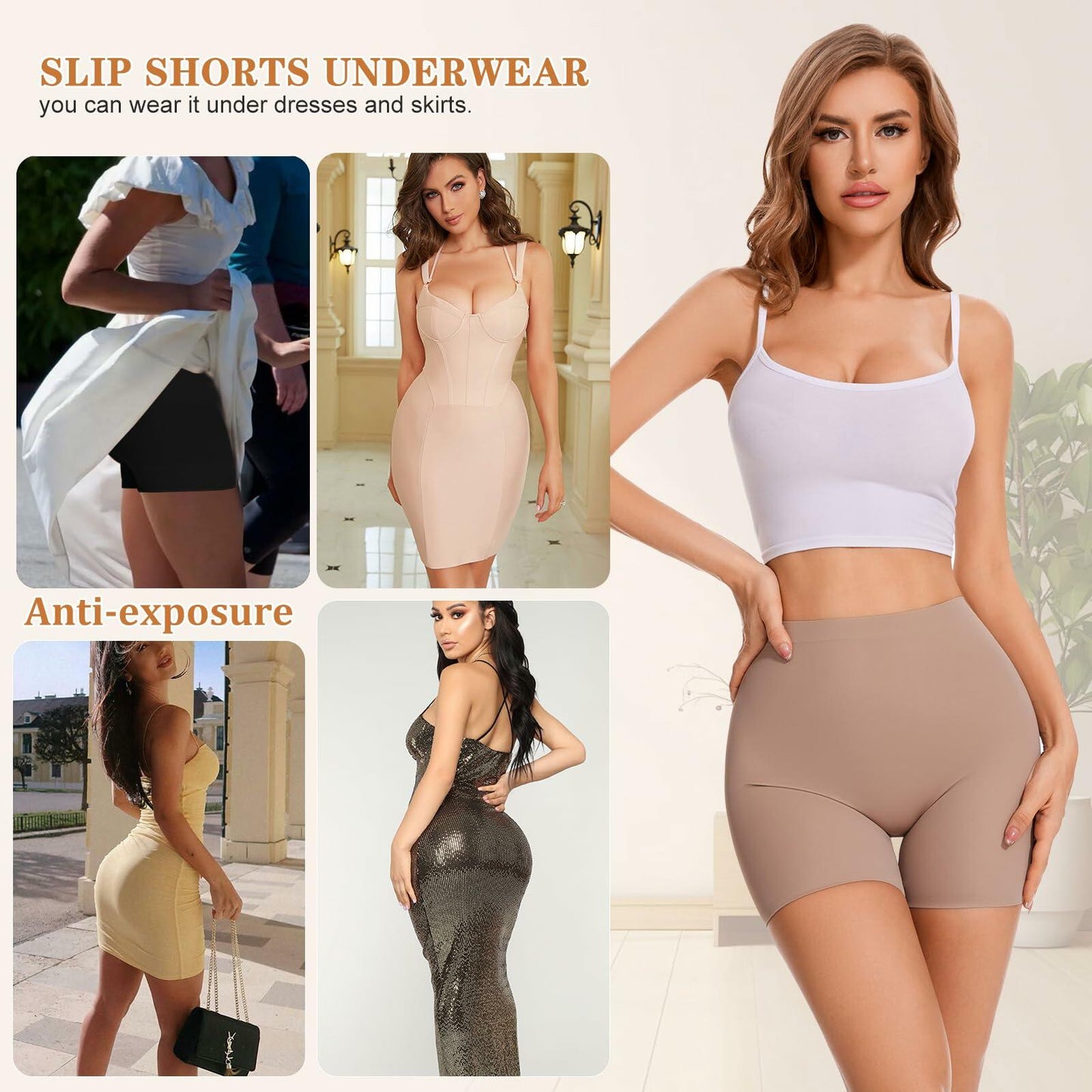 AliyaFeng Womens Seamless Shapewear Slip Shorts Tummy Control Size S Beige