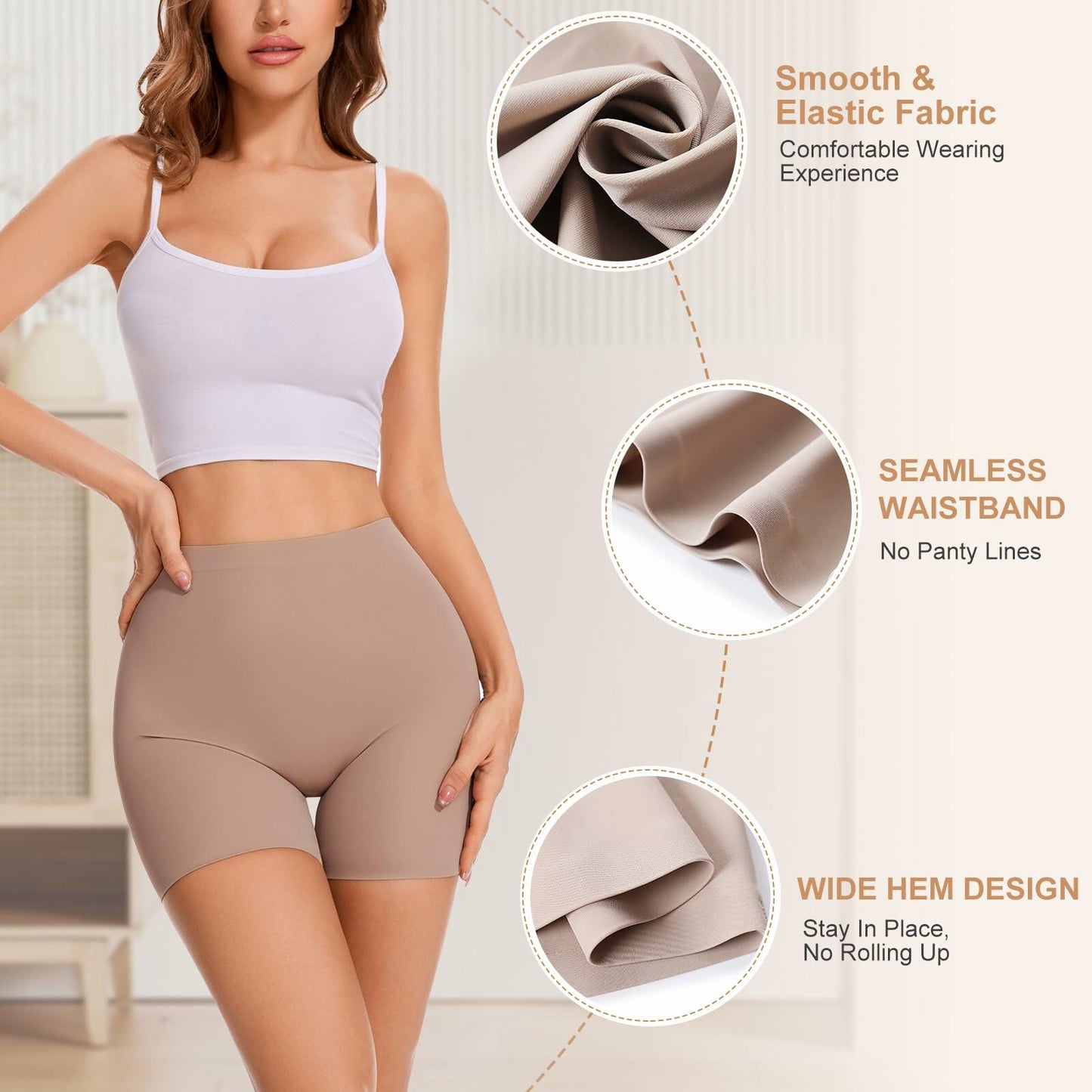 AliyaFeng Womens Seamless Shapewear Slip Shorts Tummy Control Size S Beige