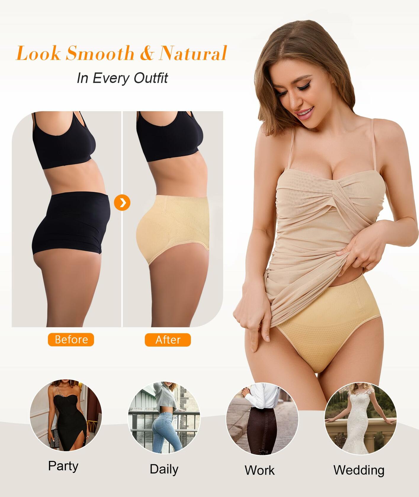 SIMIYA Shapewear Tummy Control Mid Waist Trainer Briefs Size 3XL
