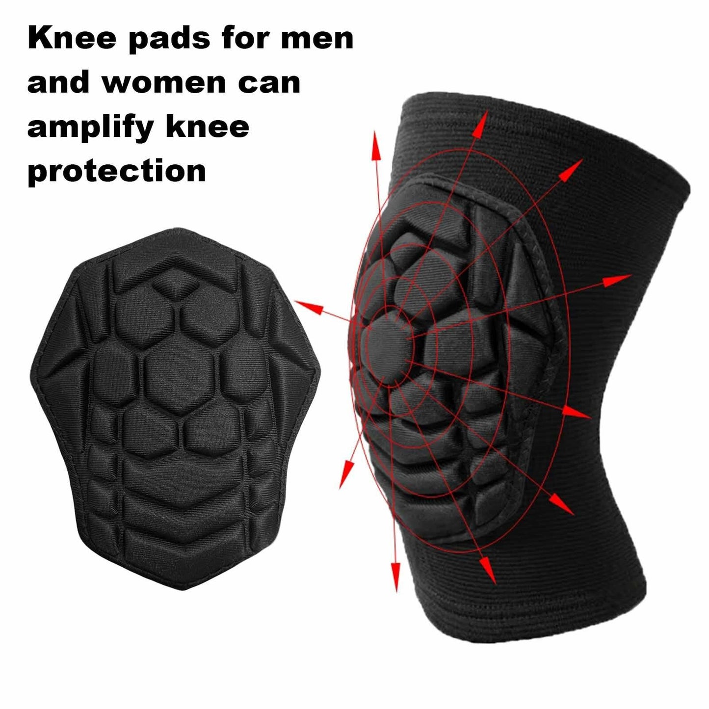 Lightweight Knee Pads with Sponge Padding for Sports, Black, Size M