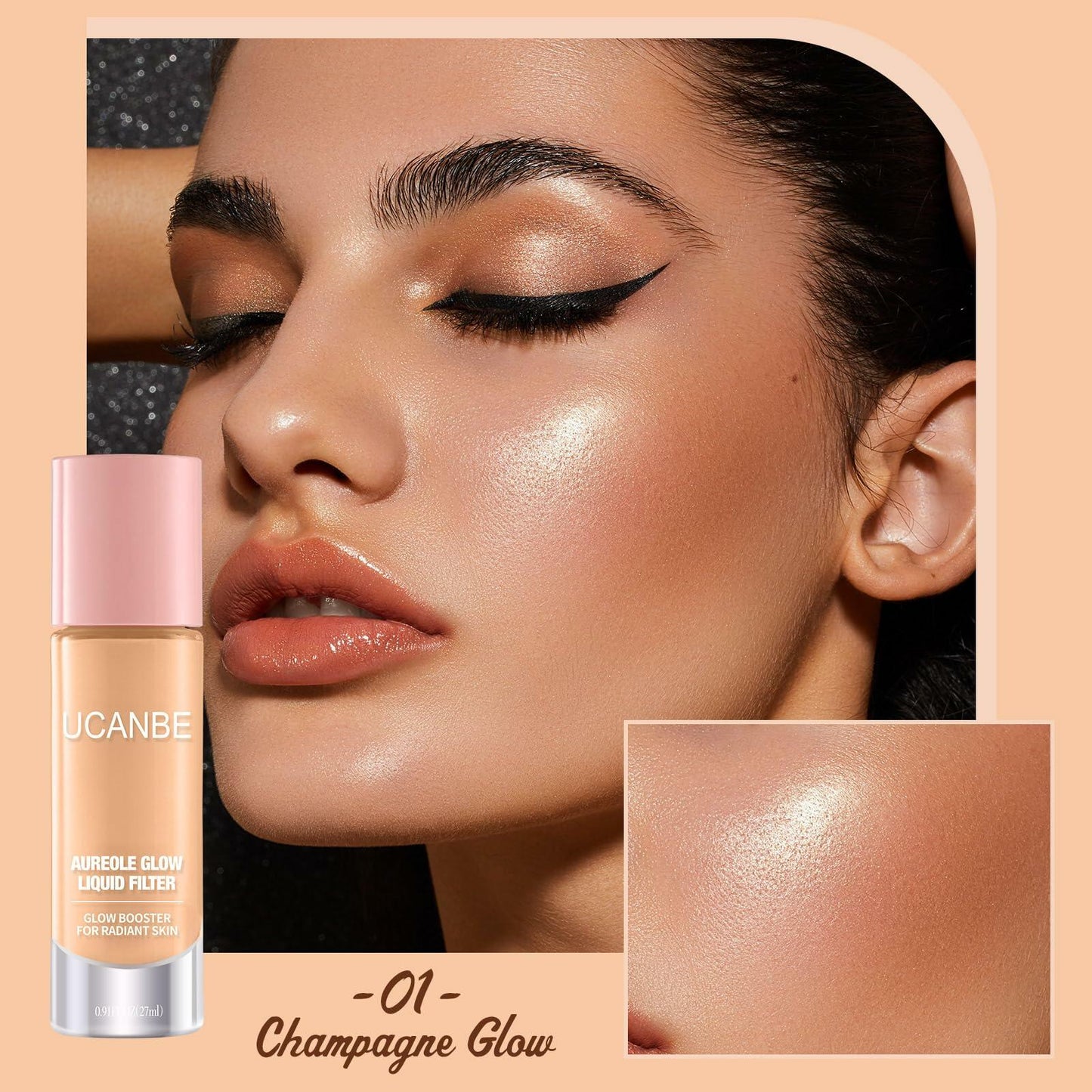 BestBy10/26 UCANBE Halo Glow Liquid Filter 0.91oz Champagne Glow Complexion