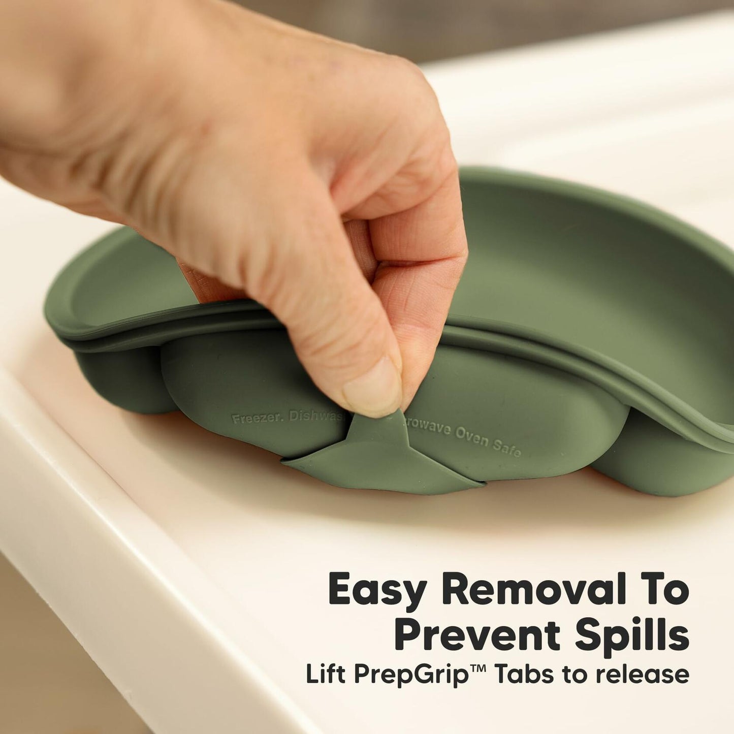 KeaBabies Silicone Suction Toddler Plates Divided 3-Pack Slate BPA-Free