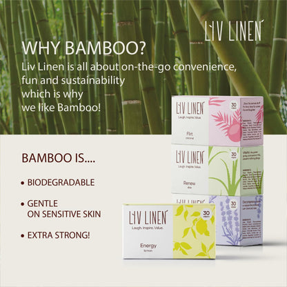 Liv Linen Bamboo Deodorant Wipes Lemon Scent 30 Count
