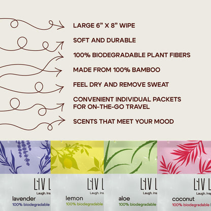 Liv Linen Bamboo Deodorant Wipes Lemon Scent 30 Count