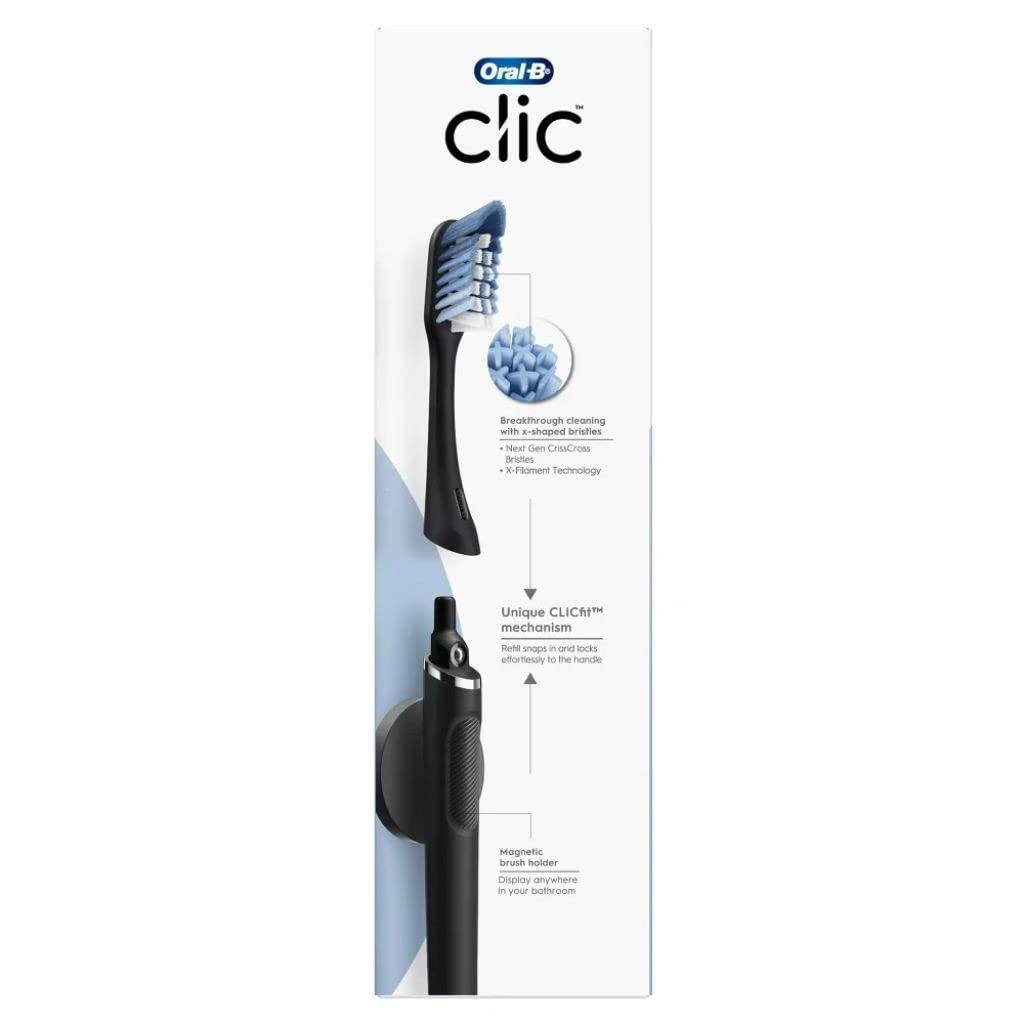 Oral-B Clic Manual Toothbrush Onyx Black with Magnetic Holder 1 Count