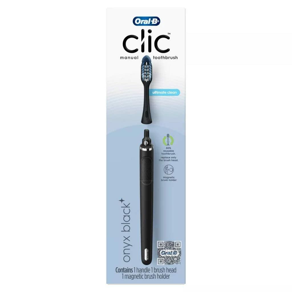 Oral-B Clic Manual Toothbrush Onyx Black with Magnetic Holder 1 Count