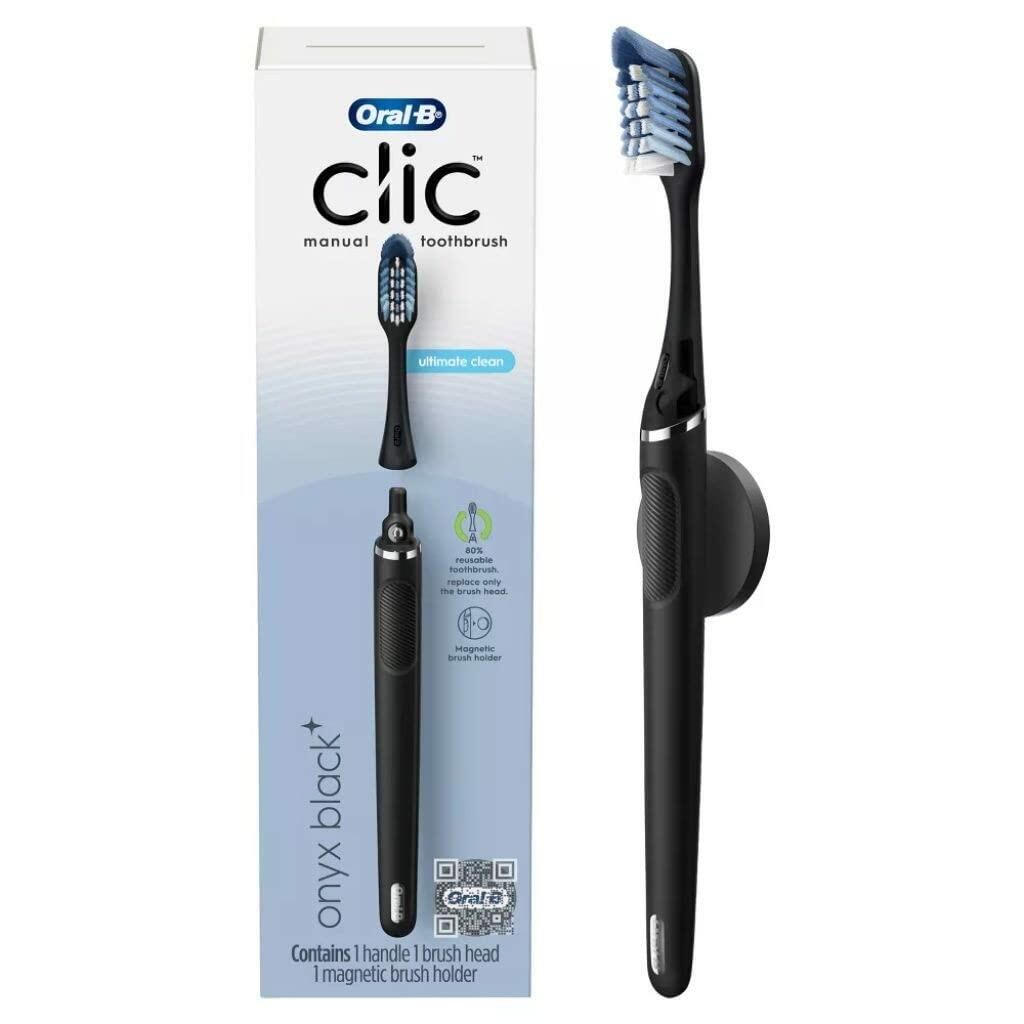 Oral-B Clic Manual Toothbrush Onyx Black with Magnetic Holder 1 Count