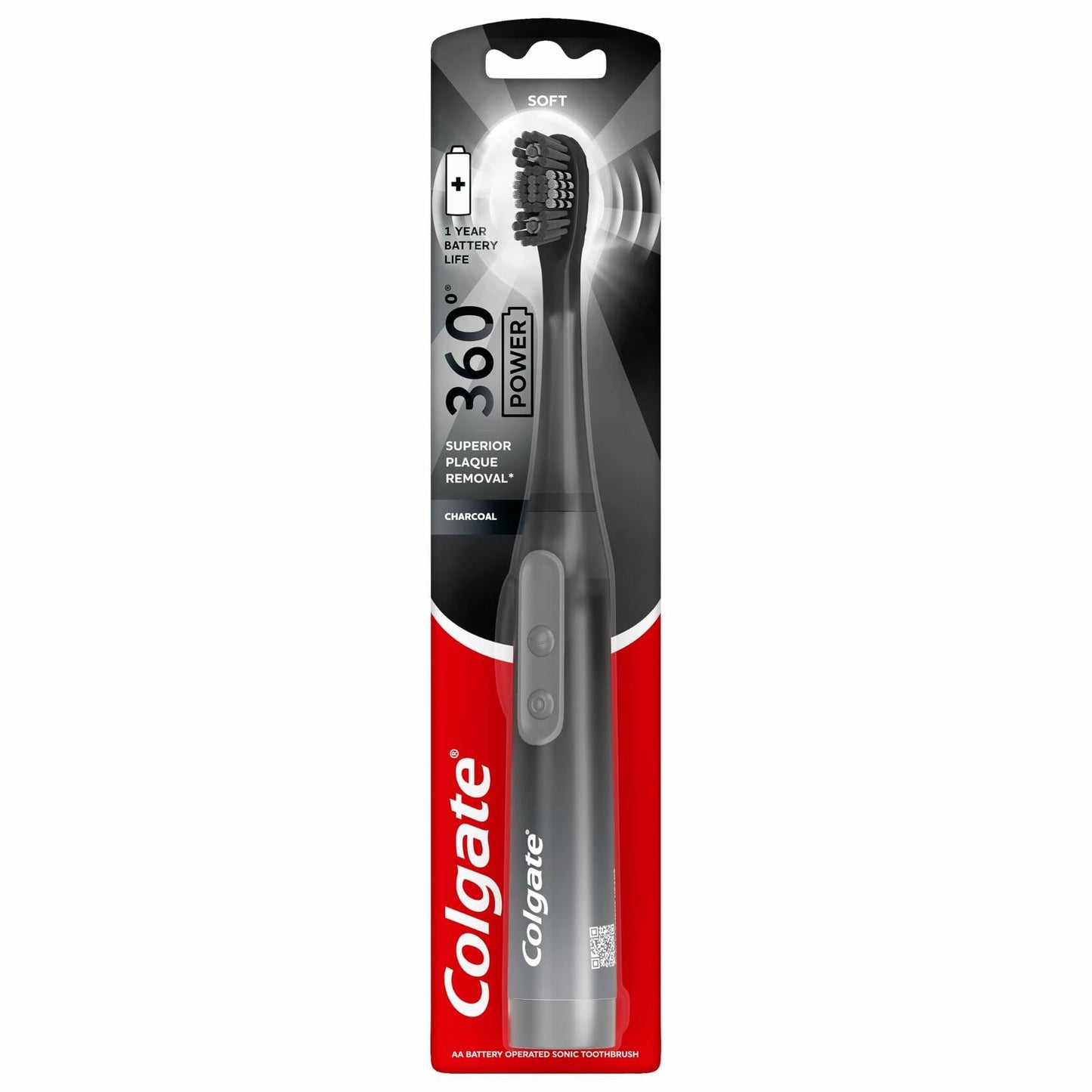 Colgate 360 Power Charcoal Battery Toothbrush Black 1 Pack