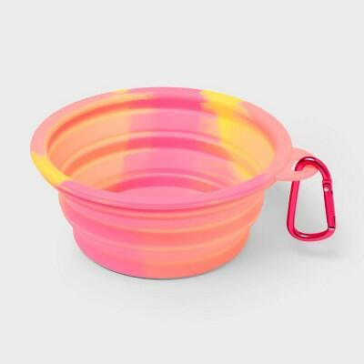 Sun Squad 13oz Collapsible Silicone Dog Bowl Multicolor Pink/Orange