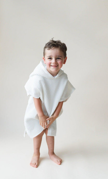 Organic Cotton Kids Waffle Beach Towel Poncho - more colors