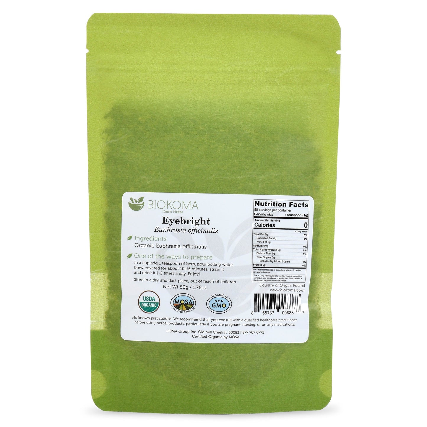 Eyebright (Euphrasia officinalis) Organic Dried Herb 50g 1.76oz