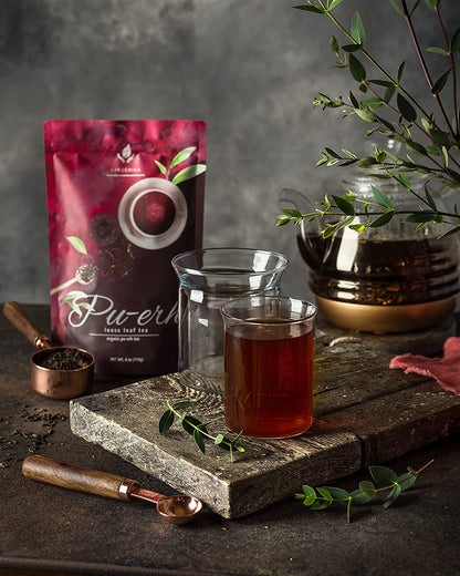 Puerh Tea, Loose Leaf, USDA Organic, Chinese Black, 55+ Cups – 4 Oz (113g)