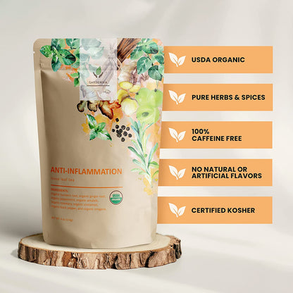 Anti-Inflammatea Loose Tea, Turmeric Ginger Herbal Blend | Organic & Kosher