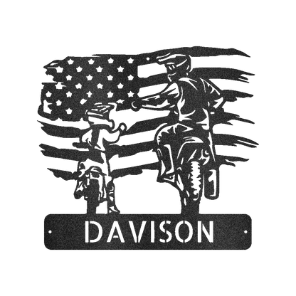 Personalized Motocross Metal Sign – Custom Father and Son Gift, Motocross Family Decor