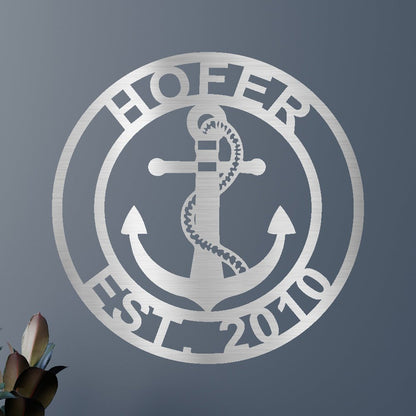 Anchor Family Name Personalized Gifts - Custom Metal Sign