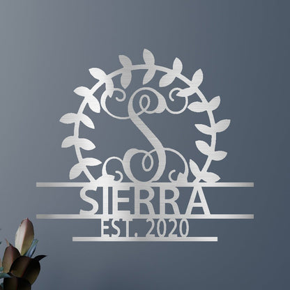 Crest Sign Personalized Gifts - Custom Metal Sign, Split Letter, Last Name, Wedding Gift