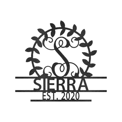 Crest Sign Personalized Gifts - Custom Metal Sign, Split Letter, Last Name, Wedding Gift